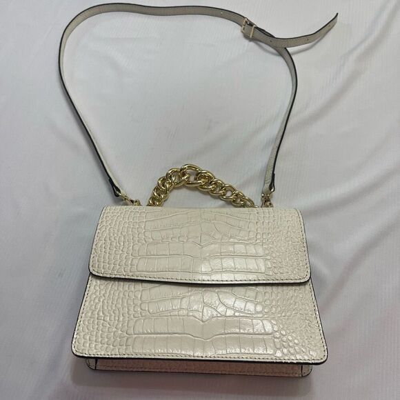 House of Harlow 1960 Handbag Croc Embossed Italian Leather Ivory - Picture 3 of 14